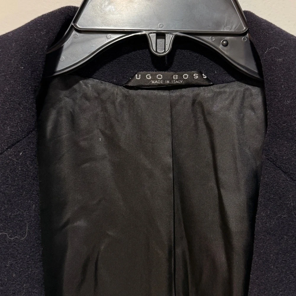 HUGO BOSS Men Pure New Wool Overcoat Coat 42R Classic Preppy Old Money Italy‎